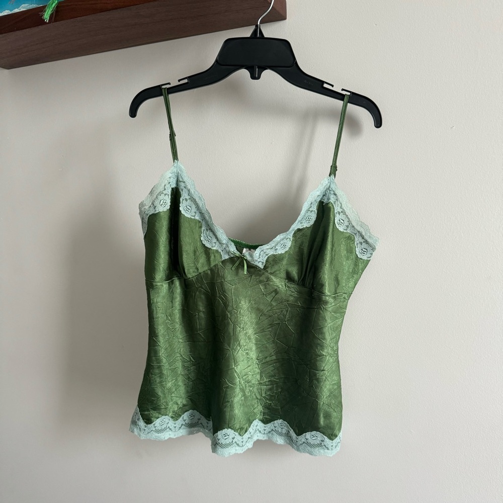Green lacey slip tank top